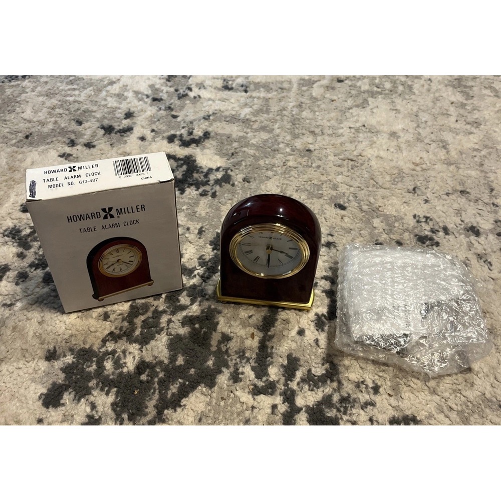 Howard Miller 613-487 5" X 4" Rosewood Arch Hardwood Table Top Alarm Clock New